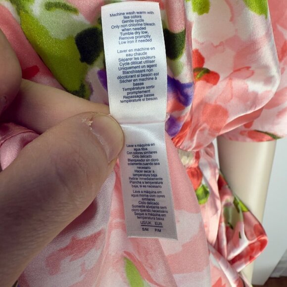 OSCAR DE LA RENTA Vtg Satin Pink Floral Luxury Maxi Haute Couture Dress S/M - Picture 12 of 16